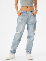 Jean Fuselé Déchiré à Taille Haute M Bleu clair