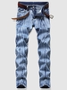 Jean Motif de Branche Au Lavage Léger 36 Bleu
