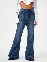 Jean Évasé à Taille Haute M Bleu profond