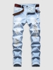 Jean Zippé Déchiré Boutonné avec Poches 34 Bleu clair
