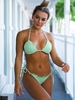 Jessica Stockstill x ZAFUL Maillot de Bain Bikini Côtelé Plissé à Col Halter S Vert clair