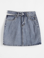 Jupe à Taille Découpée en Denim M Bleu