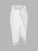 Jupe à Taille Nouée Semi-transparente à Frange Taille unique Blanc