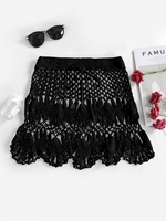 Jupe au Crochet à Ourlet Festonné S Noir