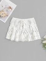 Jupe Cache-maillot en Crochet Style Ethnique Taille unique Blanc