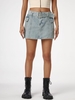 Jupe Cargo Ceinturée Bouclée avec Poches en Denim M Bleu clair