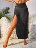 Jupe de Cache-maillot en Crochet à Lacets L Noir