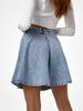 Jupe Denim Courte Trapèze L Bleu