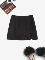 Jupe Fendue avec Short en Dessous M Noir
