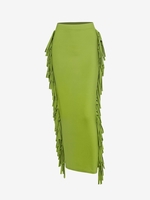 Jupe Longue Frangée Latérale S Vert clair