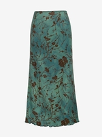 Jupe Mi-longue à Imprimé Florale à Taille Basse S Vert