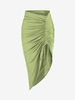 Jupe Mi-Longue Asymétrique Soyeuse Brillante en Avant L Vert clair