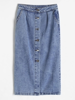 Jupe Mi-Longue Boutonnée en Denim M Bleu