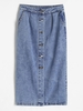 Jupe Mi-Longue Boutonnée en Denim S Bleu