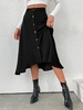 Jupe Mi-Longue Ceinturée Boutonnée M Noir