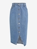 Jupe Mi-Longue Fendue Boutonnée en Denim L Bleu clair