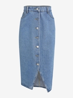Jupe Mi-Longue Fendue Boutonnée en Denim L Bleu clair