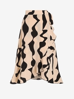 Jupe Mi-Longue Rayée à Taille Nouée à Volants Xl Café lumière