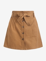 Jupe Paperbag Boutonnée Ceinturée en Velours L Brun