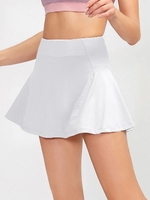 Jupe-Short de Sport en Couleur Unie à Taille Haute S Blanc