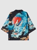 Kimono à Imprimé Dragon Chinois à Manches 1 / 2 Xxl Bleu bleuet