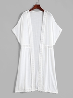 Kimono Cache-maillot Ouvert en Avant en Dentelle Taille unique Blanc