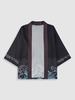 Kimono Décontracté à Imprimé Vague de Mer et Nuage à Manches Courtes Xxl Noir