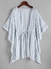 Kimono de Plage Oversize à Rayures avec Cordon de Serrage Taille unique Gris clair