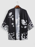Kimono Lâche à Imprimé Nuage de Bon Augure 2xl Noir