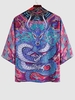 Kimono Ouvert en Avant Motif de Dragon Caractère Chinois M Multi a