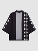 Kimono Ouvert en Avant Motif de Losange Géométrique Xxl Noir
