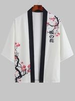 Kimono Ouvert en Avant Motif de Sakura Japonais 2xl Blanc chaud