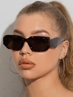 Lunettes de Soleil en Forme Rectangle Irrégulière à Cadre