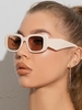 Lunettes de Soleil en Forme Rectangle Irrégulière à Cadre