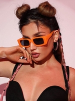 Lunettes de Soleil en Forme Rectangle Monture en Couleur Unie