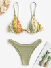 Maillot de Bain Bikini à Imprimé Ethnique Taille unique Vert clair