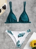 Maillot de Bain Bikini à Imprimé Feuille Tropicale Taille unique Vert profond