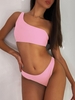 Maillot De Bain Bikini Asymétrique Échancré Une Épaule L Rose