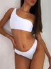 Maillot De Bain Bikini Asymétrique Échancré Une Épaule S Blanc