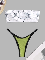Maillot de Bain Bikini Bandeau Marbre en O Contrasté Taille unique Multi a