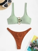 Maillot de Bain Bikini Côtelé Anneau en O Taille unique Vert clair