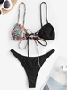 Maillot de Bain Bikini Côtelé Floral Léopard Taille unique Noir