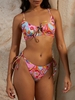 Maillot de Bain Bikini Découpé à Imprimé Fleur à Lacets Noué à Côté S Multi a