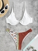 Maillot de Bain Bikini Fleur Côtelé à Armature Taille unique Blanc