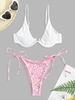 Maillot de Bain Bikini Fleuri Noué à Armature Taille unique Blanc