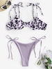 Maillot de Bain Bikini Léopard Noué à Armature Taille unique Violet clair