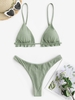 Maillot de Bain Bikini Métallique à Volants Taille unique Vert
