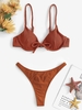 Maillot de Bain Bikini Noué à Armature Taille unique Café