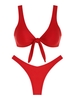 Maillot De Bain Bikini Push Up Noué Devant Tanga Échancré Rembourré S Rouge