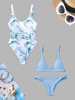 Maillot de Bain Bikini Réversible à Taille Basse Une-Pièce Taille unique